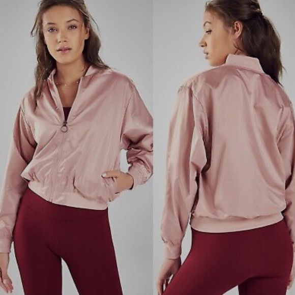Fabletics Eva Bomber Jacket Sizw Small. Women's Satiny Pink Jacket - Picture 1 of 6